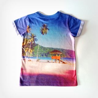 Лилава тениска с плаж и палми GTL1113