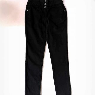 Черен дънков панталон с висока талия  WGF2449