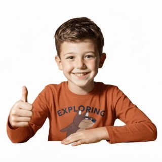 Кафява блуза с принт DHM1297
