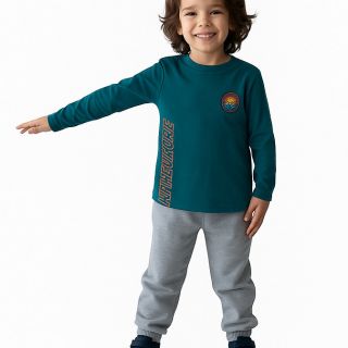 Блуза в цвят тъмен тюркоаз с емблема  DMAT1238-2