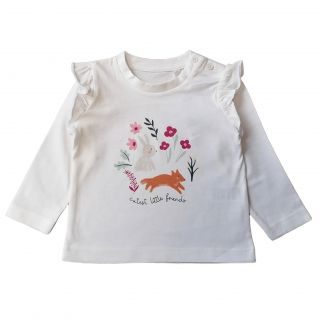 Бяла блузка с цветя и животни  GMAT1277-2