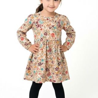 Бежова рокля с цветя и животни  GMAT1279-1