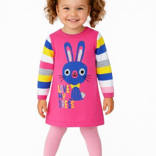 Розова рокля със зайче WGF1128