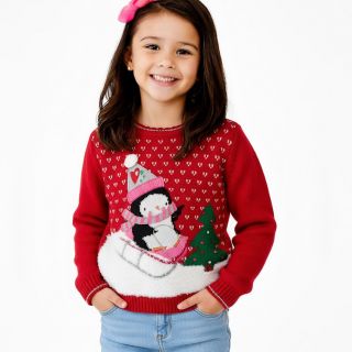 Червен пуловер с пингвинче GM173 Червен пуловер с пингвинче GM173