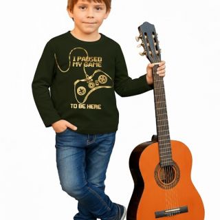 Масленозелена блуза със златен надпис DPM7826