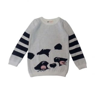 Бял пуловер с енот WHMF1999 Бял пуловер с енот WHMF1999