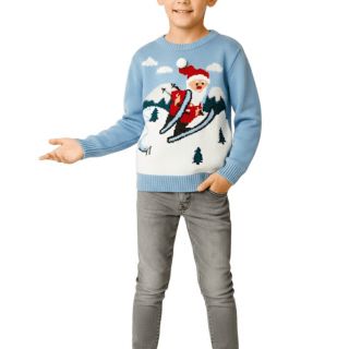 Син пуловер с Дядо Коледа  DHM1300