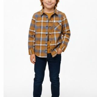 Карирана бархетна риза в тъмносиньо и охра DMAT1139