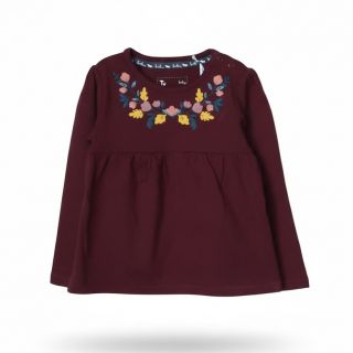 Блузка в бордо с релефна щампа на цветя GTU1123 Блузка в бордо с релефна щампа на цветя GTU1123
