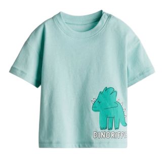 Tениска в цвят мента с динозавър DHM1344