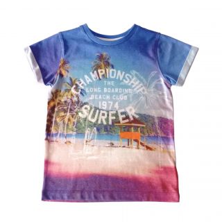 Лилава тениска с плаж и палми GTL1113