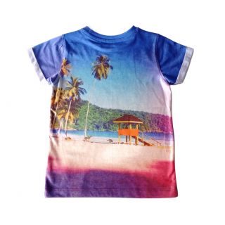 Лилава тениска с плаж и палми GTL1113